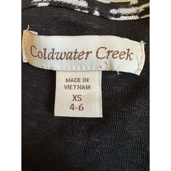 Coldwater Creek Size‎ XS 4/6 Black White Geometric Print 3/4 Sleeve Stretch Ruch - Picture 7 of 9